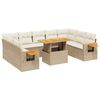 vidaXL 11-tlg. Garten-Sofagarnitur mit Kissen Beige Poly Rattan