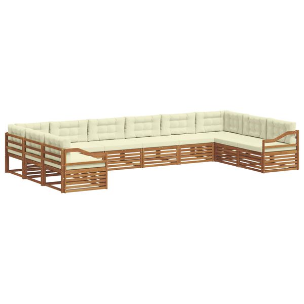 vidaXL Sofagarnituren 10 pcs Natur und Creme Massivholz Akazie