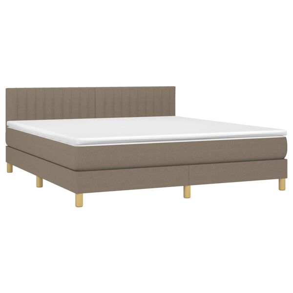 vidaXL Boxspringbett mit Matratze Taupe 180x200 cm Stoff