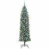 vidaXL K&uuml;nstlicher schlanker Weihnachtsbaum Gr&uuml;n und Wei&szlig; 210 cm