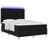 vidaXL LED Boxspringbett mit Matratze Schwarz 160 x 200 cm Stoff