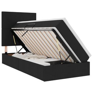 vidaXL LED-Speicherbett mit Matratze Schwarz 90 x 190 cm Stoff