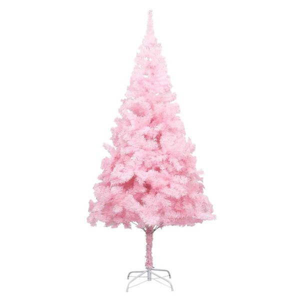 vidaXL K&uuml;nstlicher Weihnachtsbaum mit Beleuchtung & Kugeln Rosa 210cm