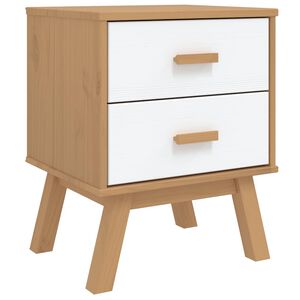 vidaXL Nachttisch OLDEN Wei&szlig; und Braun Massivholz Kiefer