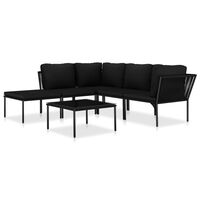 vidaXL 6-tlg. Garten-Lounge-Set mit Auflagen Schwarz PVC