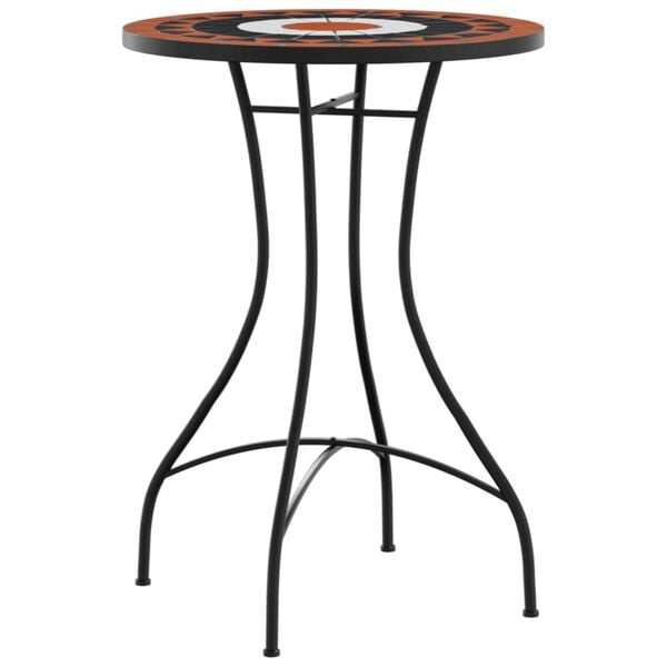 vidaXL Mosaik-Bistro-Set Terrakottarot und Weiß Eisen und Keramik