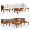 vidaXL 6-tlg. Garten-Lounge-Set mit Kissen Cremefarbenes Holz Akazie & Seil