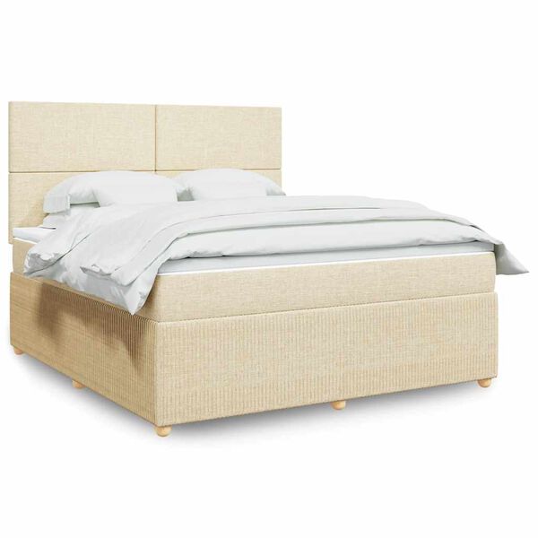 vidaXL Boxspringbett mit Matratze Creme 180x200 cm Stoff