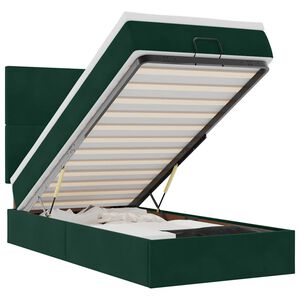 vidaXL Ottoman-Bett mit Matratzen Dunkelgr&uuml;n 100x200 cm Samt
