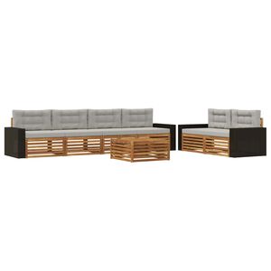 vidaXL Outdoor-Sofagarnitur 7 stk. Natur und Hellgrau Polyester