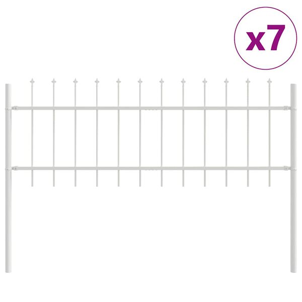 vidaXL Gartenzaun 7 pcs Wei&szlig; 11,9 x 0,6 m Pulverbeschichteter Stahl