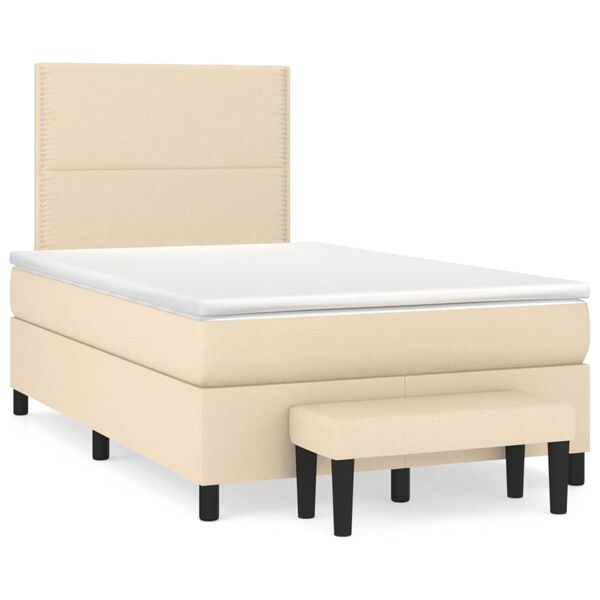vidaXL Boxspringbett mit Matratze Creme 120x200 cm Stoff