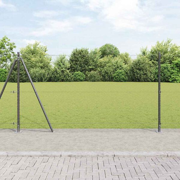 vidaXL Zaunpfosten Grau 50 x 1,2 m (25 mm Maschen) Stahl und PVC
