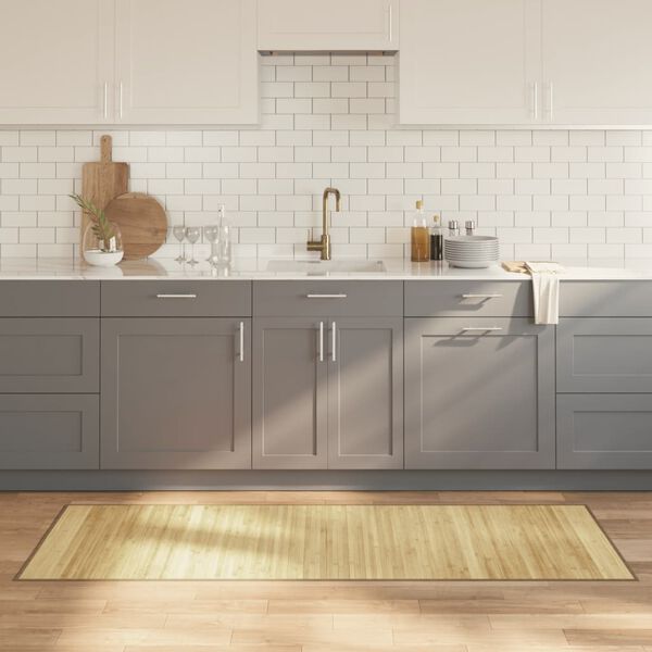 vidaXL Teppich Rechteckig Hell Natur 70x200 cm Bambus