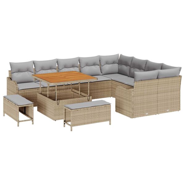 vidaXL Garten-Sofa-Set 12 pcs Beige Poly-Rattan