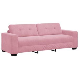 vidaXL | 3-Sitzer-Sofa | mit Kissen Rosa Samt
