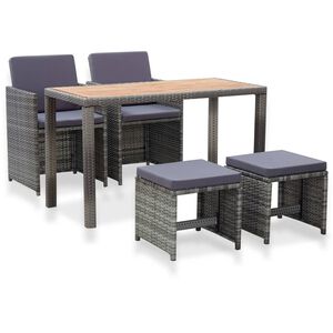 vidaXL 5-tlg. Garten-Essgruppe Poly Rattan Akazie Massivholz Anthrazit