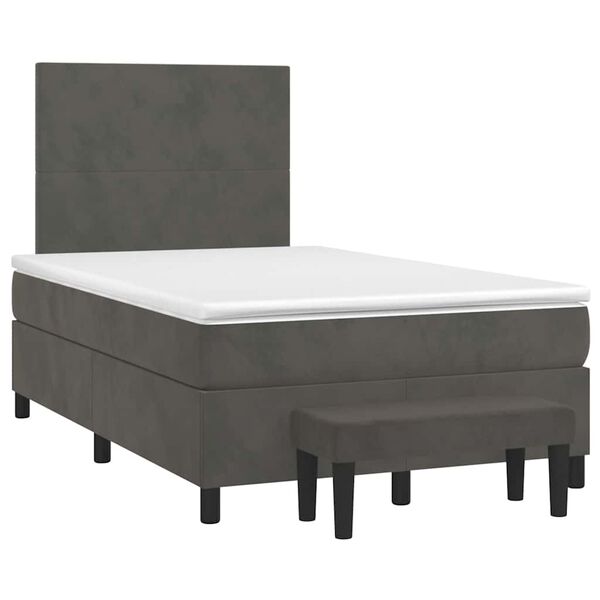 vidaXL Boxspringbett mit Matratze Dunkelgrau 120x190 cm Samt