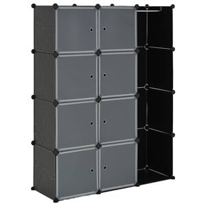 vidaXL Modularer Schrank mit 9 F&auml;chern 109x36,5x143cm Schwarz und Wei&szlig;