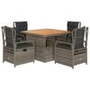 vidaXL 5-tlg. Garten-Essgruppe mit Kissen Grau Poly Rattan