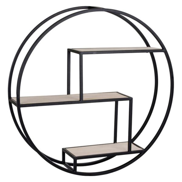 House Nordic Wandregal Isa Rund Schwarz und Natur