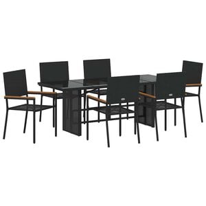 vidaXL Garten Essgruppe 7 stk. Schwarz Poly-Rattan