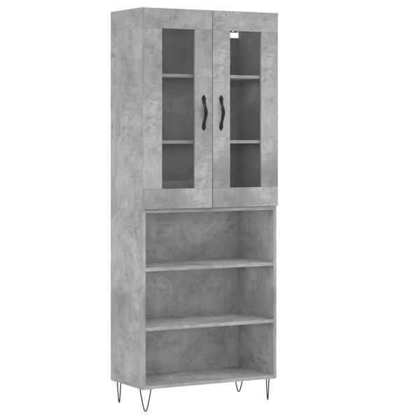 vidaXL Highboard Betongrau 69,5x34x180 cm Holzwerkstoff