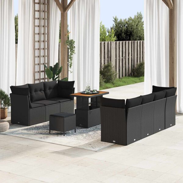 vidaXL Gartensofa-set 10 pcs Schwarz Poly-Rattan