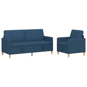 vidaXL Sofa Set mit Stauraum 2 stk. Blau Polyester