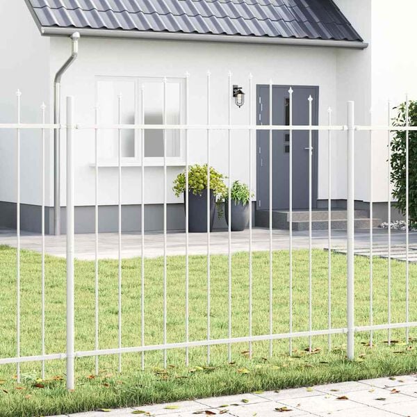 vidaXL Gartenzaun 7 pcs Wei&szlig; 170 x 165 cm Pulverbeschichteter Stahl