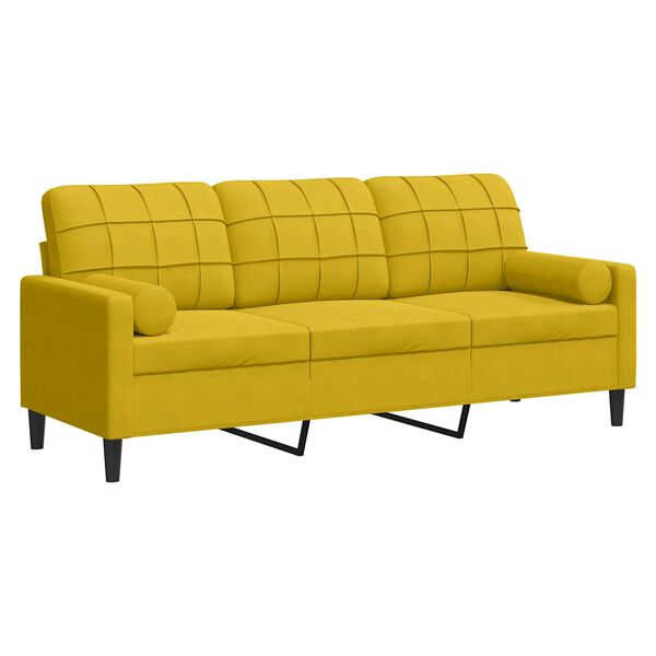 vidaXL 3-Sitzer-Sofa mit Zierkissen Gelb 180 cm Samt