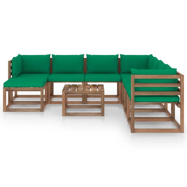 vidaXL 9-tlg. Garten-Lounge-Set mit Kissen Gr&uuml;n