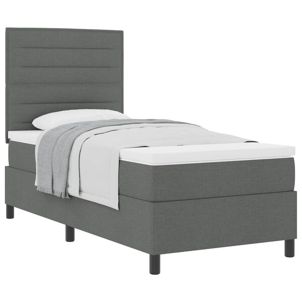 vidaXL Boxspringbett mit Matratze Dunkelgrau 90 x 200 cm Stoff