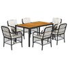 vidaXL 7-tlg. Garten-Essgruppe mit Kissen Schwarz Poly Rattan