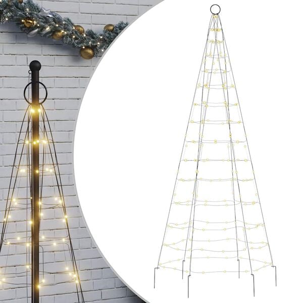 vidaXL LED-Weihnachtsbaum f&uuml;r Fahnenmast 200 LEDs Warmwei&szlig; 180 cm