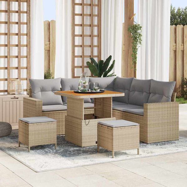 vidaXL Gartensofa-set 8 pcs Beige Poly-Rattan