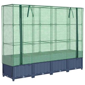 vidaXL Hochbeet mit Gew&auml;chshausabdeckung Rattanoptik 160x40x138 cm