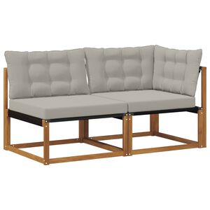 vidaXL Outdoor Mittel- und Ecksofa mit Kissen 2 St&uuml;ck Natur