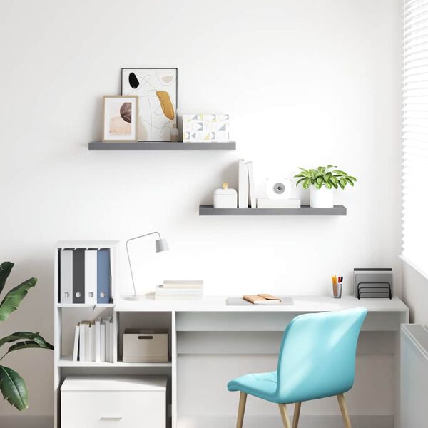 vidaXL Schweberegale 2 Stk. Grau 80x23,5x3,8 cm MDF