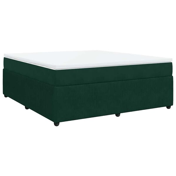 vidaXL Boxspringbett mit Matratze Dunkelgr&uuml;n 180x200 cm Samt