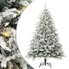 vidaXL K&uuml;nstlicher vorbeleuchteter Weihnachtsbaum mit Kugelset Gr&uuml;n