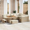 vidaXL Garten-Sofa-Set mit Kissen 12 pcs Beige Poly Rattan