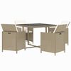 vidaXL 5-tlg. Garten-Essgruppe mit Kissen Poly Rattan Beige