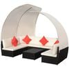vidaXL 9-tlg. Garten-Lounge-Set mit Sonnend&auml;chern Poly Rattan Schwarz