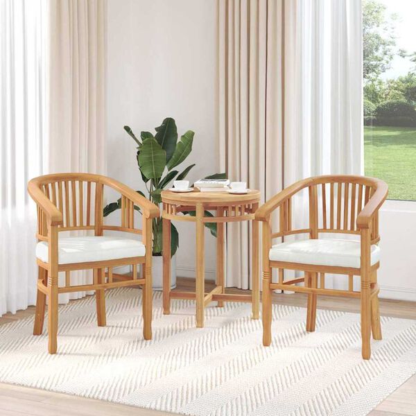 vidaXL Stuhl mit Kissen 2 pcs Braun 63 x 58 x 89 cm Massivholz Teak