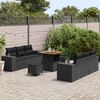 vidaXL Gartensofa-set mit Kissen 9 pcs Schwarz Poly Rattan