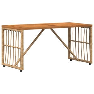 vidaXL Tisch f&uuml;r Outdoor Natur 80 x 40 x 40 cm Stahl und Poly Rattan