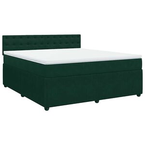vidaXL Boxspringbett mit Matratze Dunkelgr&uuml;n 180x200 cm Samt