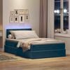 vidaXL Bett mit Stauraum und LED mit Matratze Blau 120 x 190 cm Samt