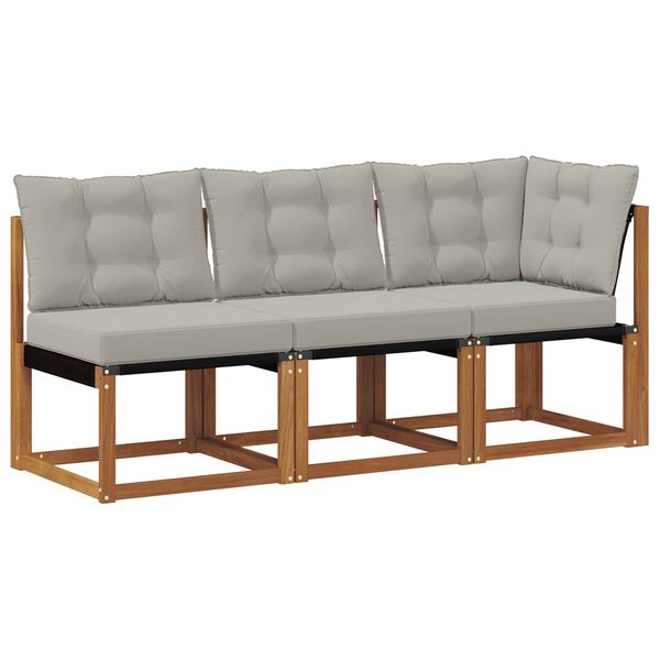 vidaXL Outdoor Mittel- und Ecksofa mit Kissen 3 St&uuml;ck Natur